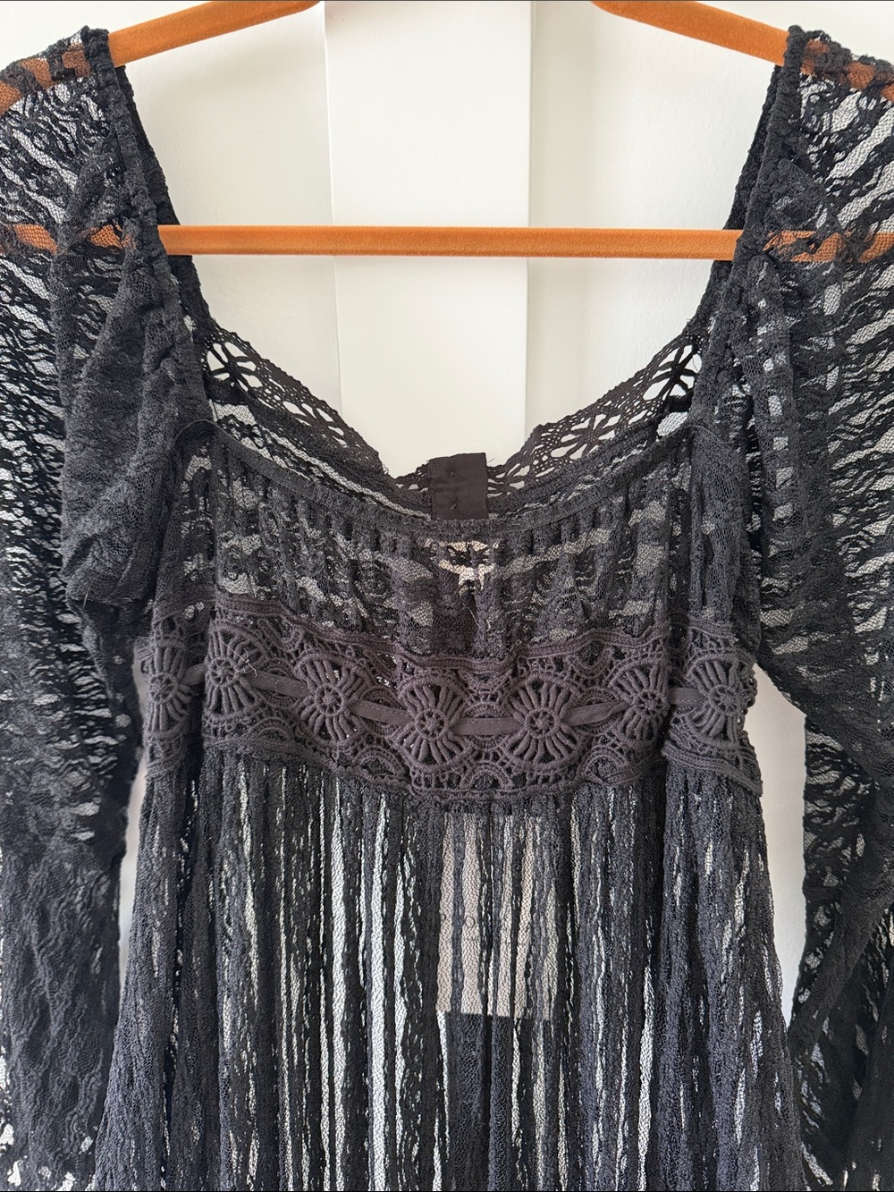 Promesa Black Long Sleeve Lace Button-Front Maxi Dress - Picture 7 of 7